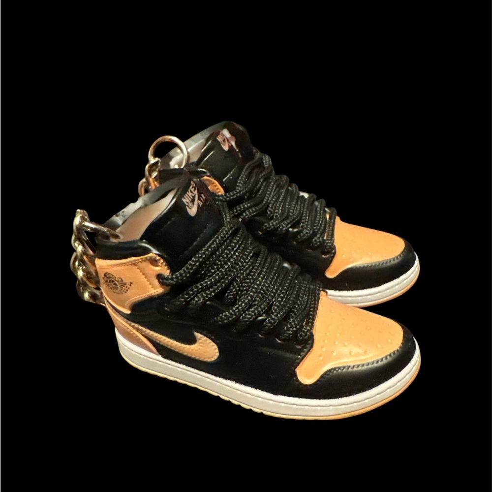 Stylish Black and Orange Kids Sneakers keychain with box and bag